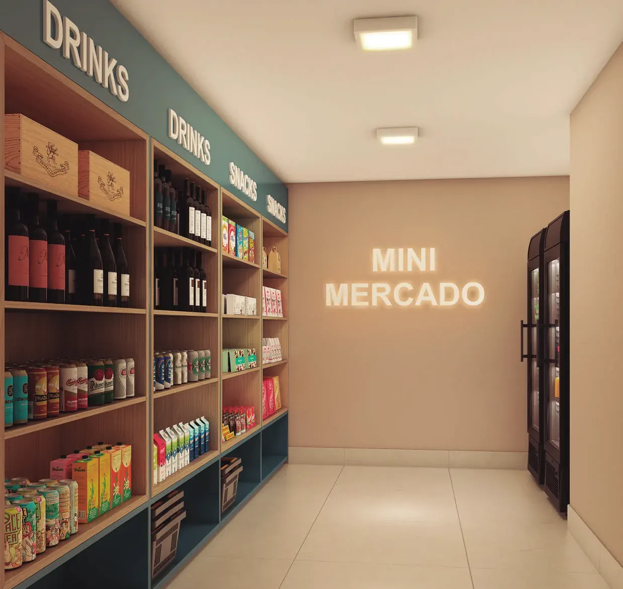 Minimercado – perspectiva ilustrada do Home Park Chácara do Jockey